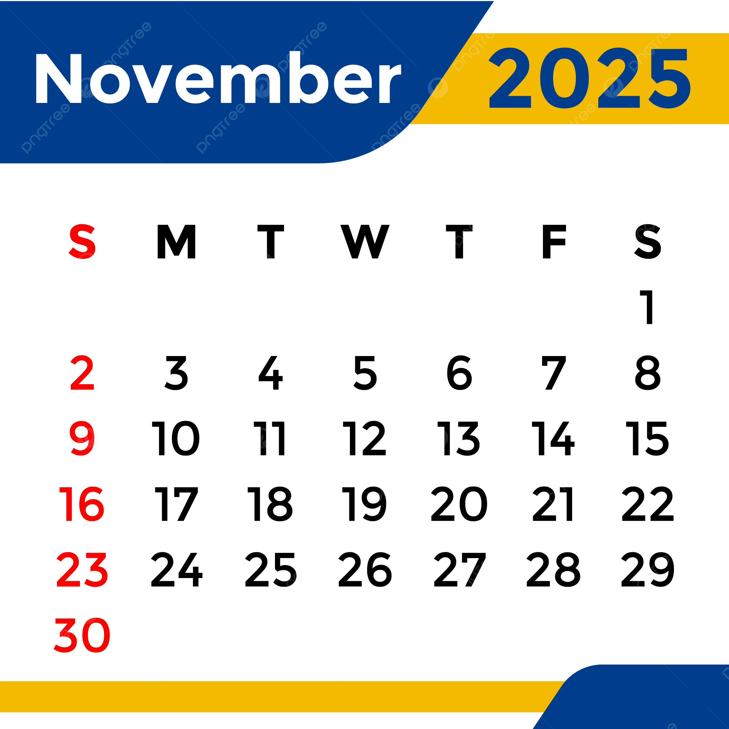 Blank Calendar Months 2025 November