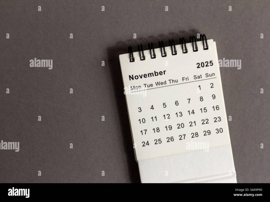 Calendar 2025 November Monthly Planner Template For Corporate Design With Sports Equipment And Phone Stock Photo Alamy