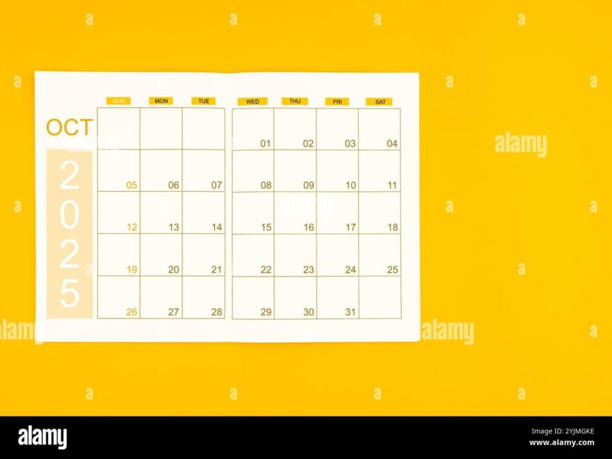 Calendar 2025 October Monthly Planner Template For Corporate Design With Sports Equipment And Phone Stock Photo Alamy