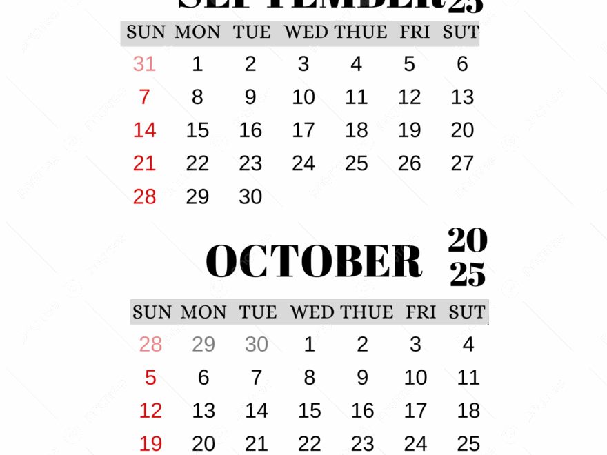 Calendar Month September October 2025 Transparent Calendar 2025 September 2025 Calendar October Calendar 2025 PNG Transparent Clipart Image And PSD File For Free Download