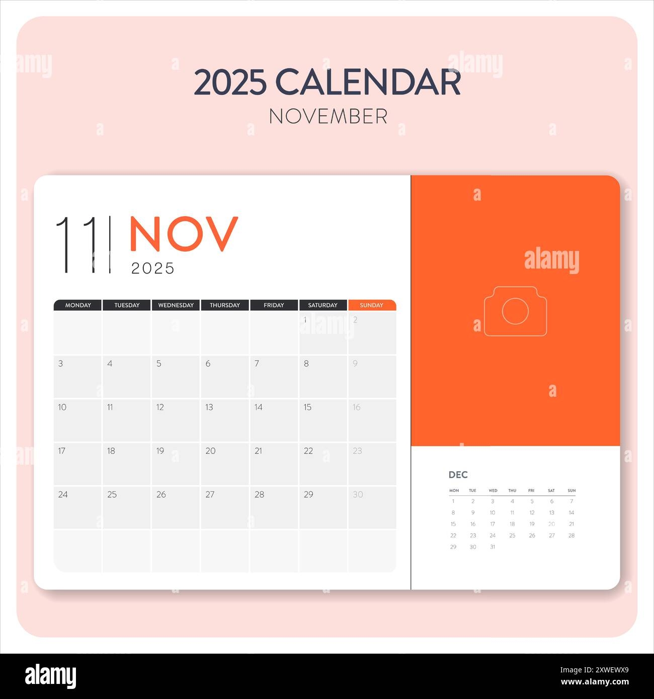 Blank Calendar November 2025 Monday Start
