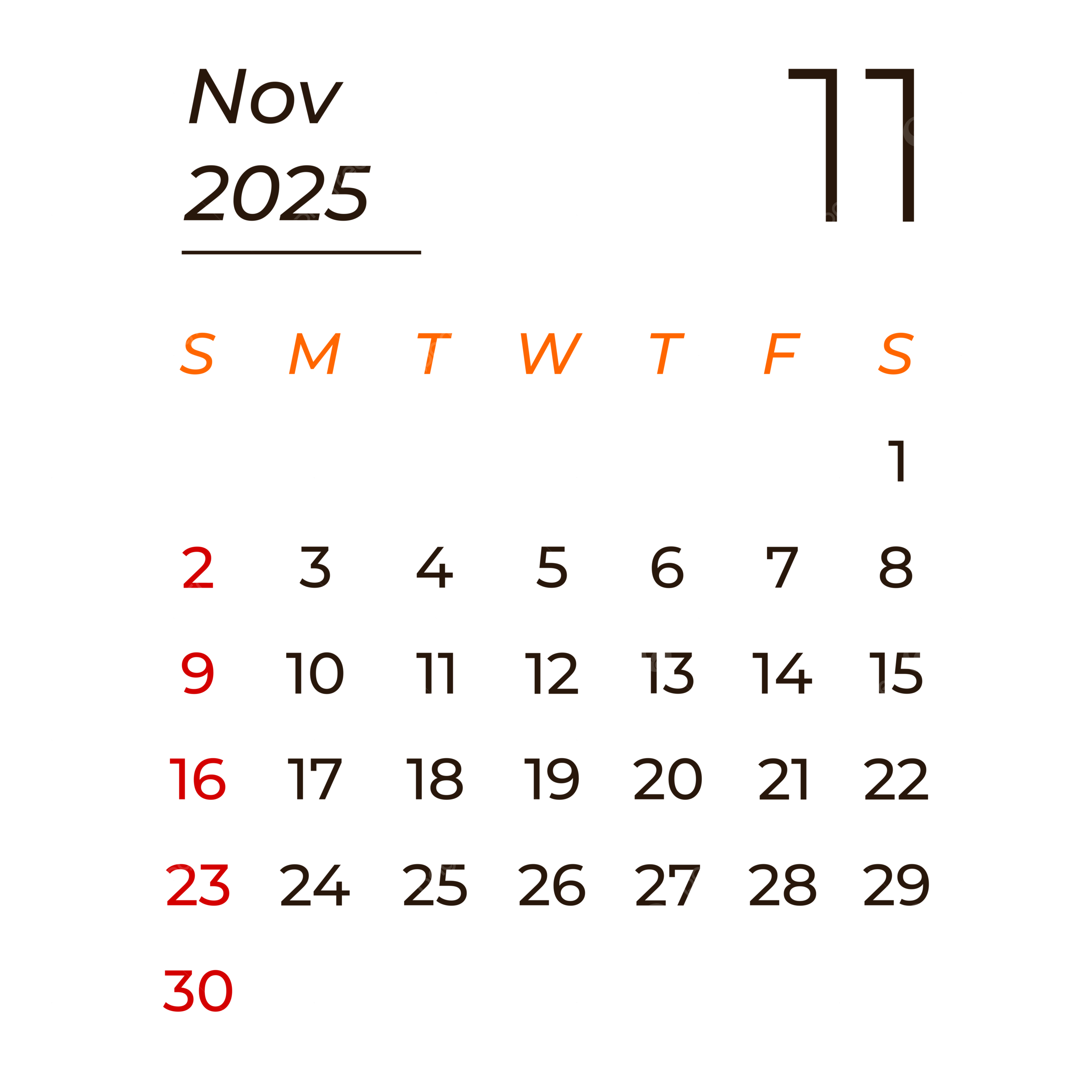 Blank Calendar As Gif November 2025