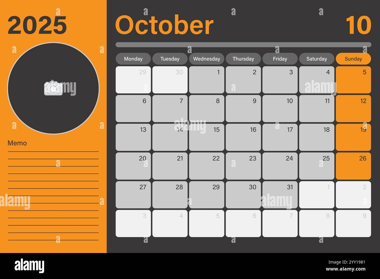 Calendar October 2025 Stock Vector Images Alamy