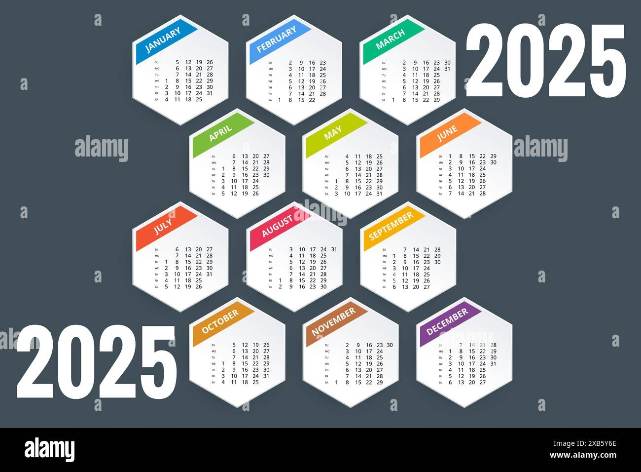 Calendar Planner For 2025 Vector Stationery Design Print 2025 Template With Place For Photo Your Logo And Text Calendar Hexagon Design 2025 Stock Vector Image Art Alamy