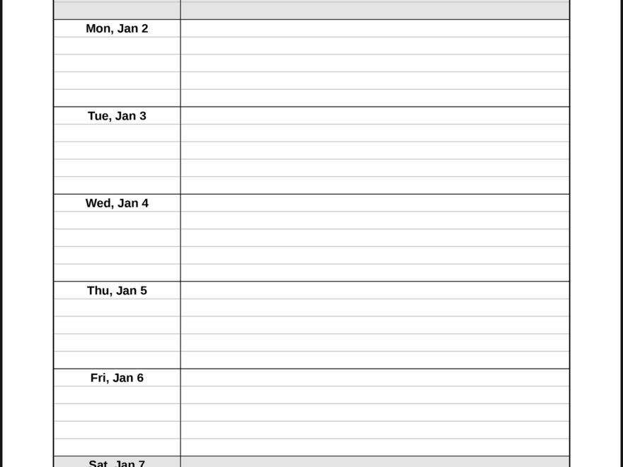 CalendarsThatWork Room For Notes