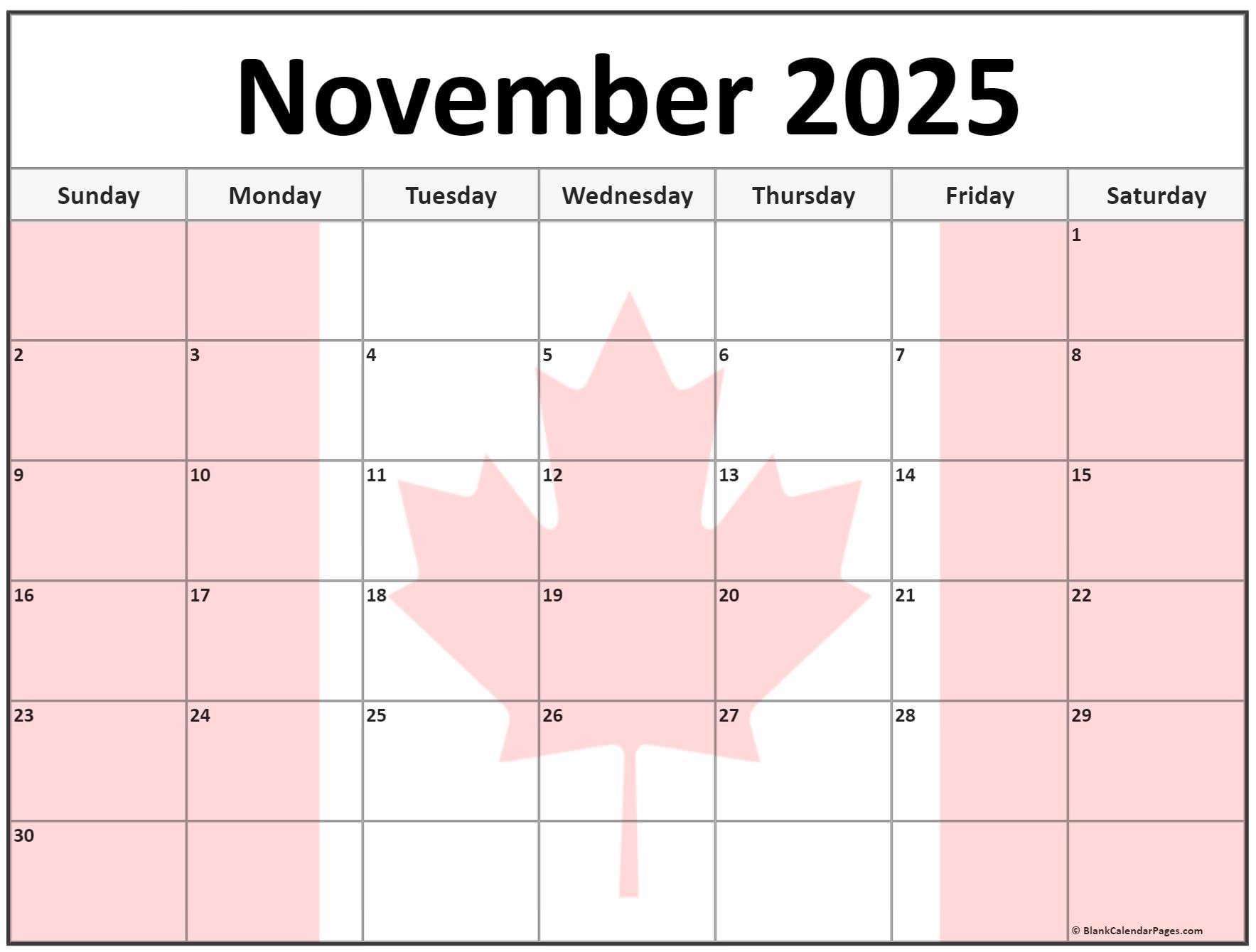 Blank Cute November 2025 Calendar