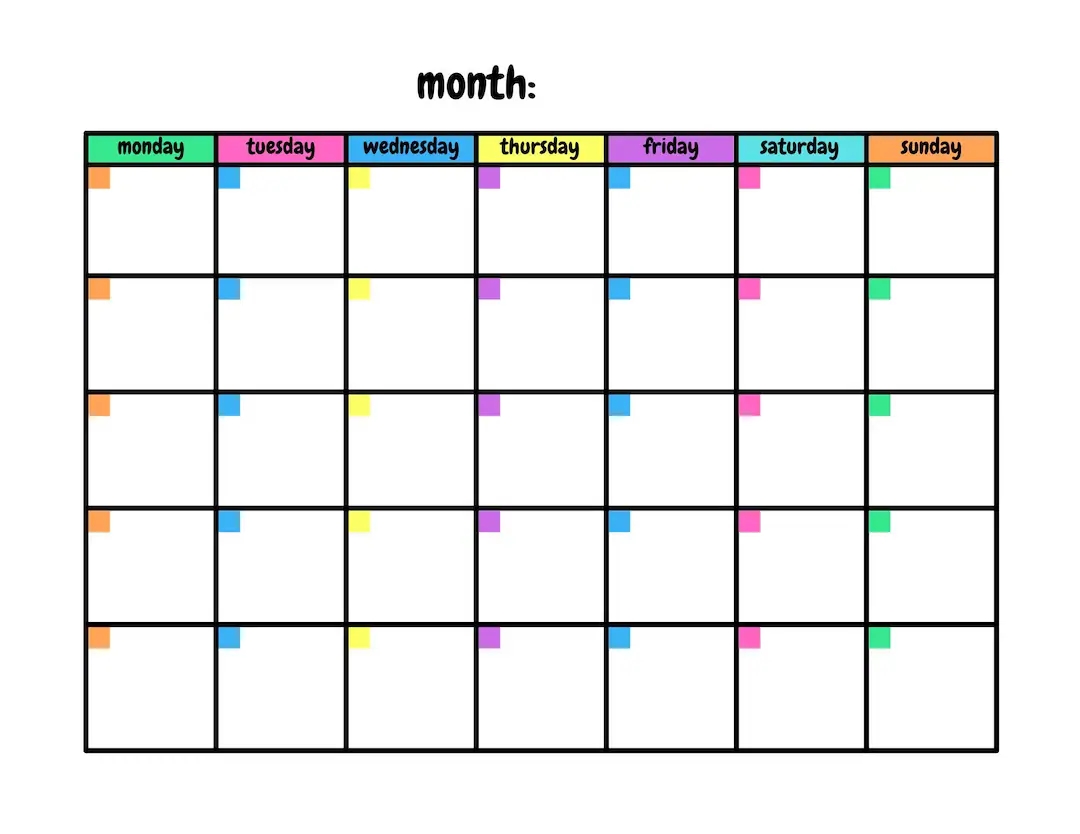 Blank Calendar Pages 2025 Word