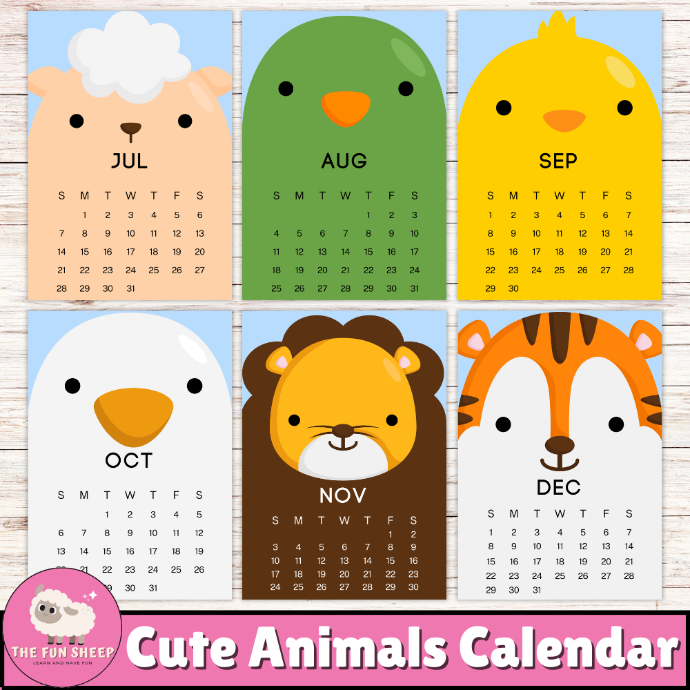 Cute Animals 2025 Calendar Colorful Kawaii Animals 2025 Monthly Calendar Made By Teachers