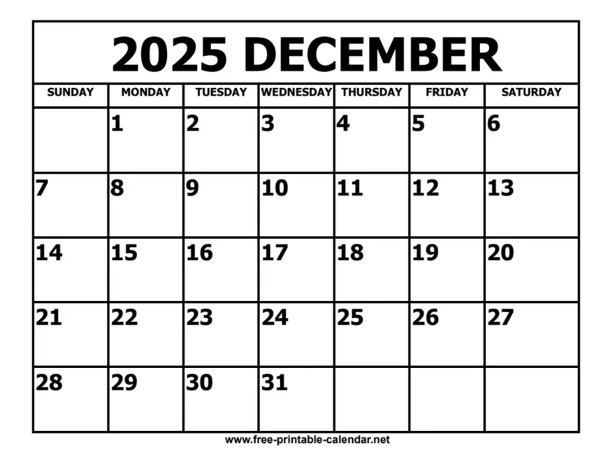 December 2025 Calendar