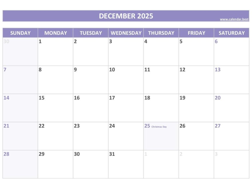 December 2025 Calendar Calendar best