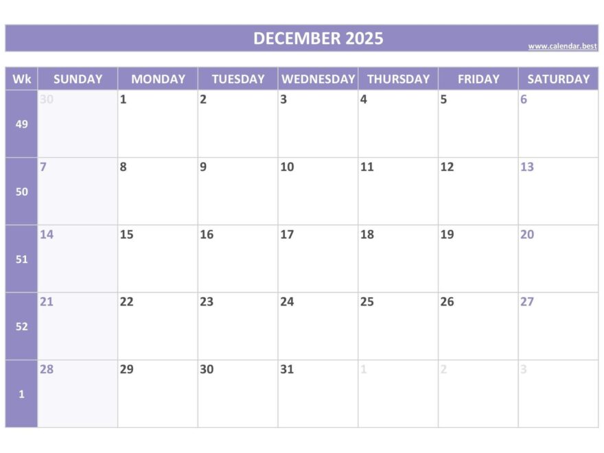 December 2025 Calendar Calendar best
