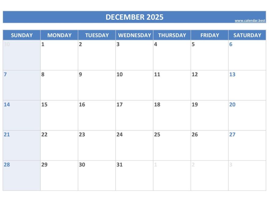December 2025 Calendar Calendar best