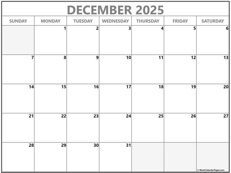 December 2025 Calendar Free Printable Calendars