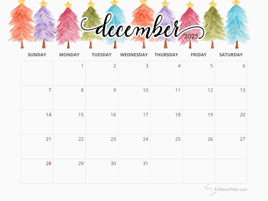December 2025 Calendar Printables EntheosWeb