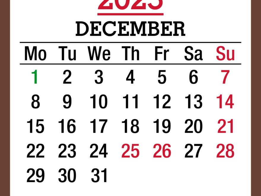 December 2025 Monthly Calendar With UK Holidays Printable Free Brown PashaCoffee