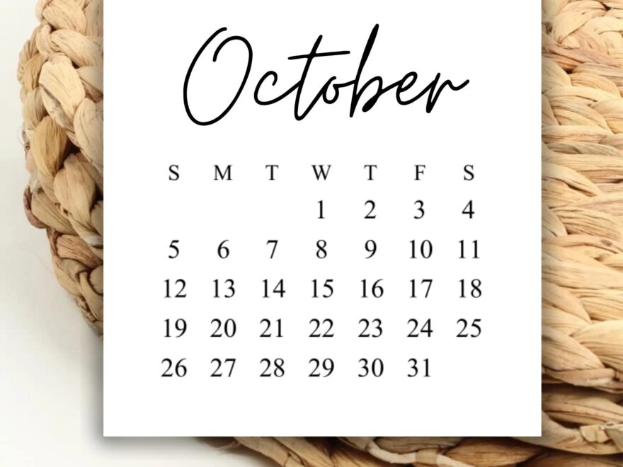 DIGITAL 2025 October Square Calendar Printable Digital Download For Wedding Save The Dates And Wedding DIY 2025 Print Out Calendar Weekdays Etsy