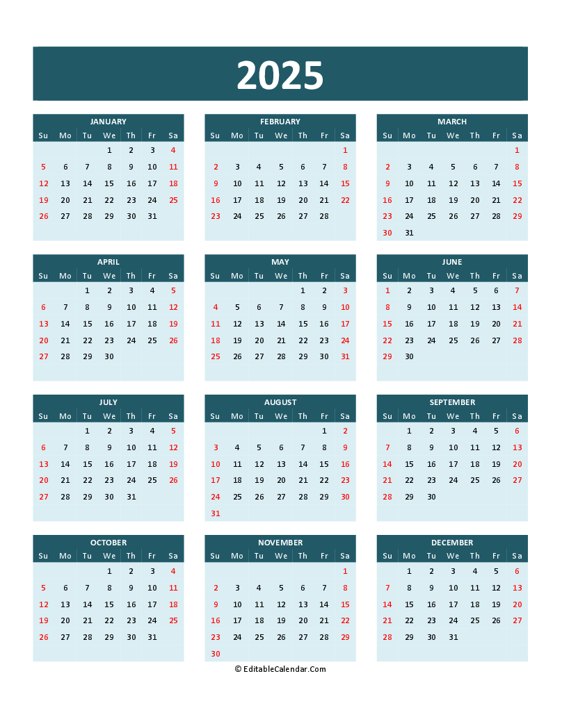 Free Blank Printable Calendars 2025