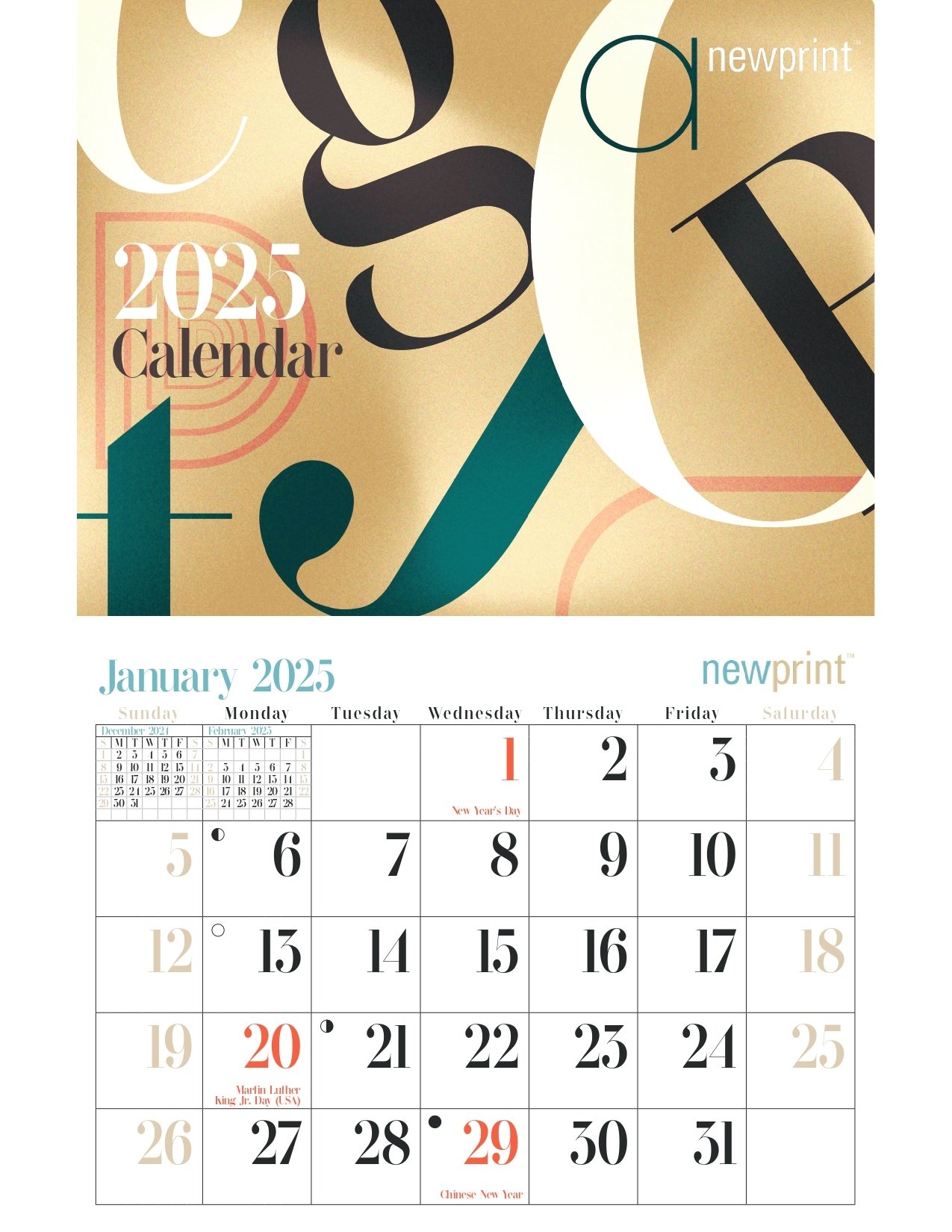 Download 2025 Free Wall Calendar Template Typography Inspired NEWPRINT