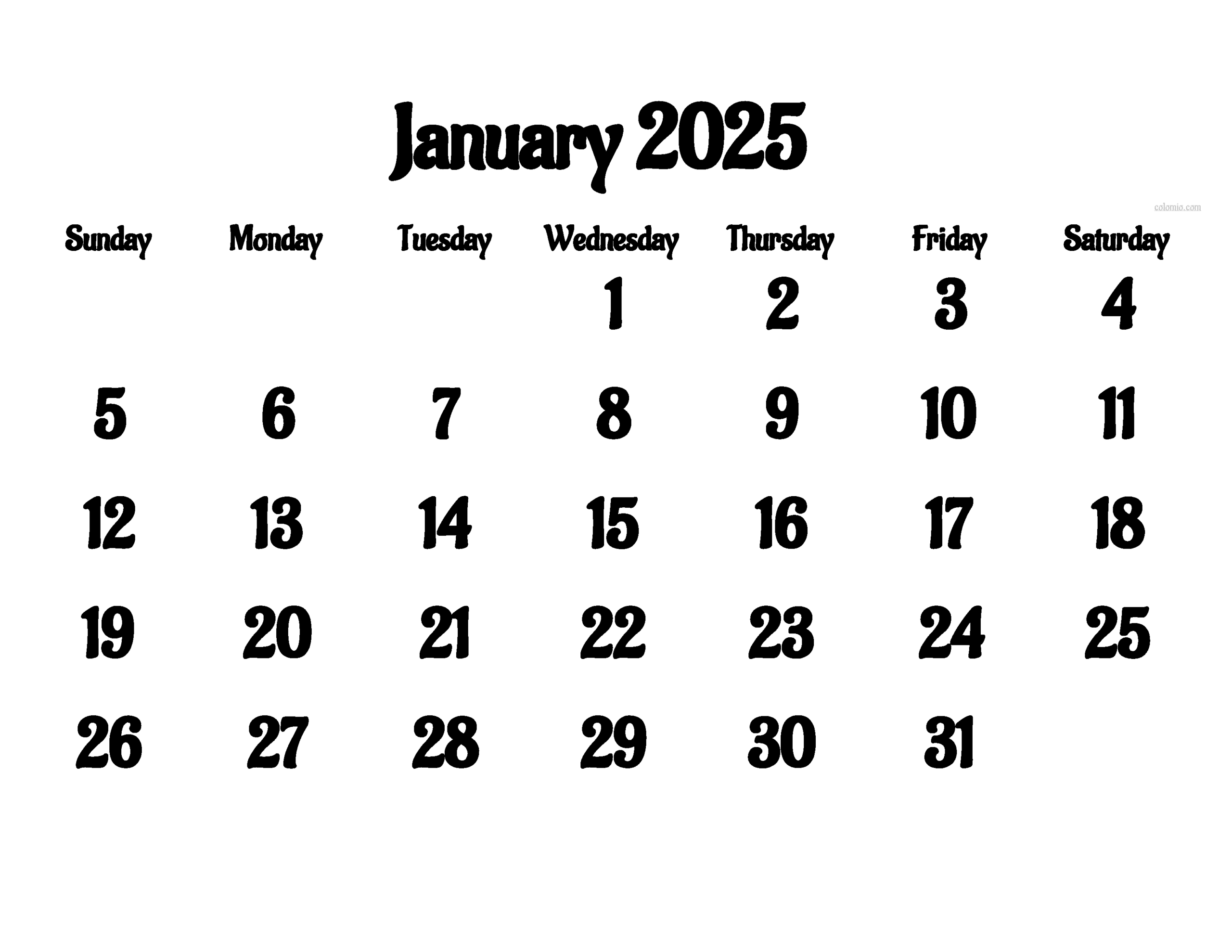 Blank Calendar 2025 Calendar Printable