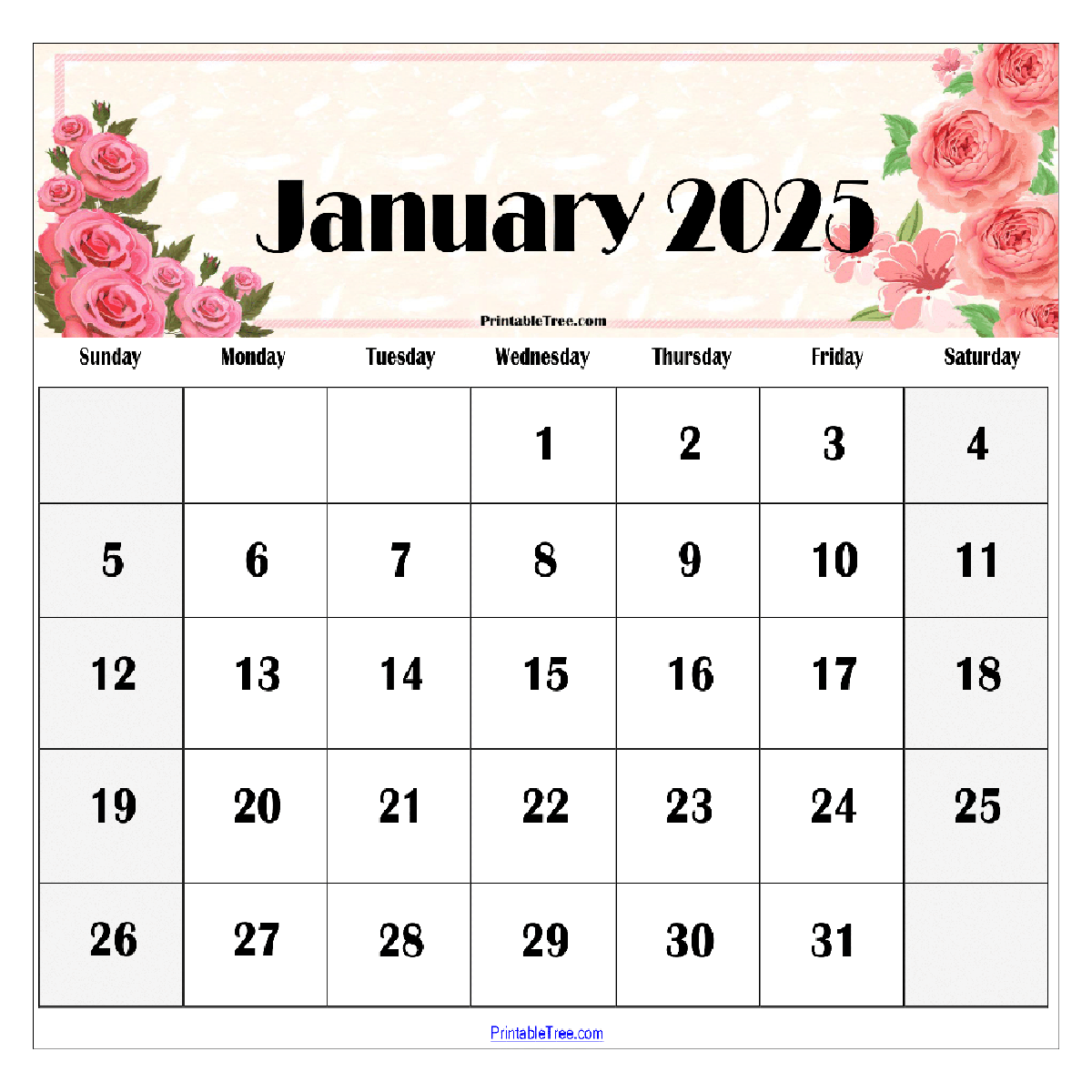 Empty Blank Printable Calendar 2025