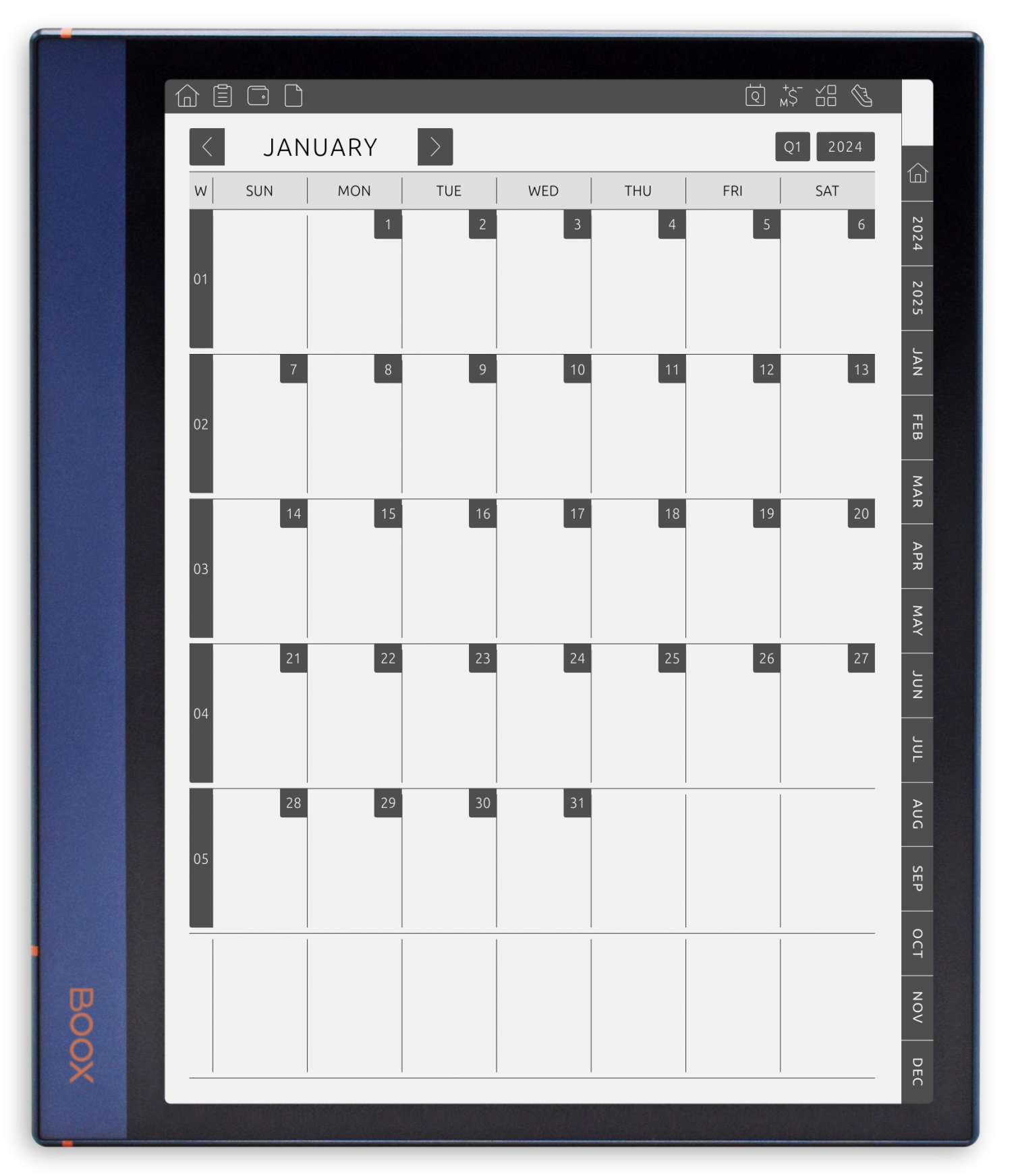 Download Monthly Calendar 2025 2030 PDF For ONYX BOOX Note Air