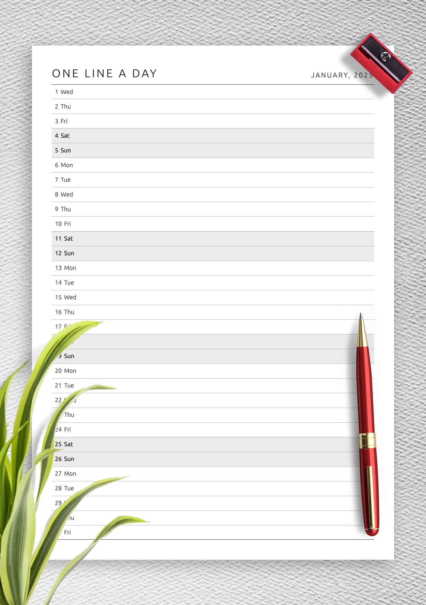 Legal Size Blank 2025 Calendar