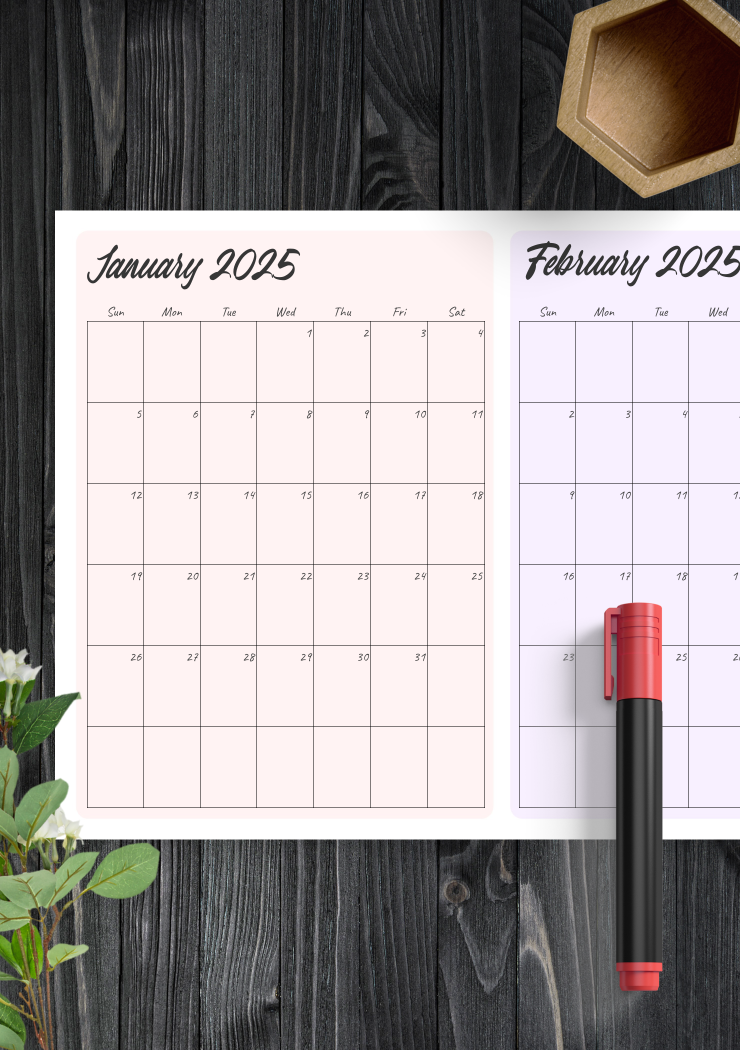 Download Printable Two Months On Page Calendar PDF