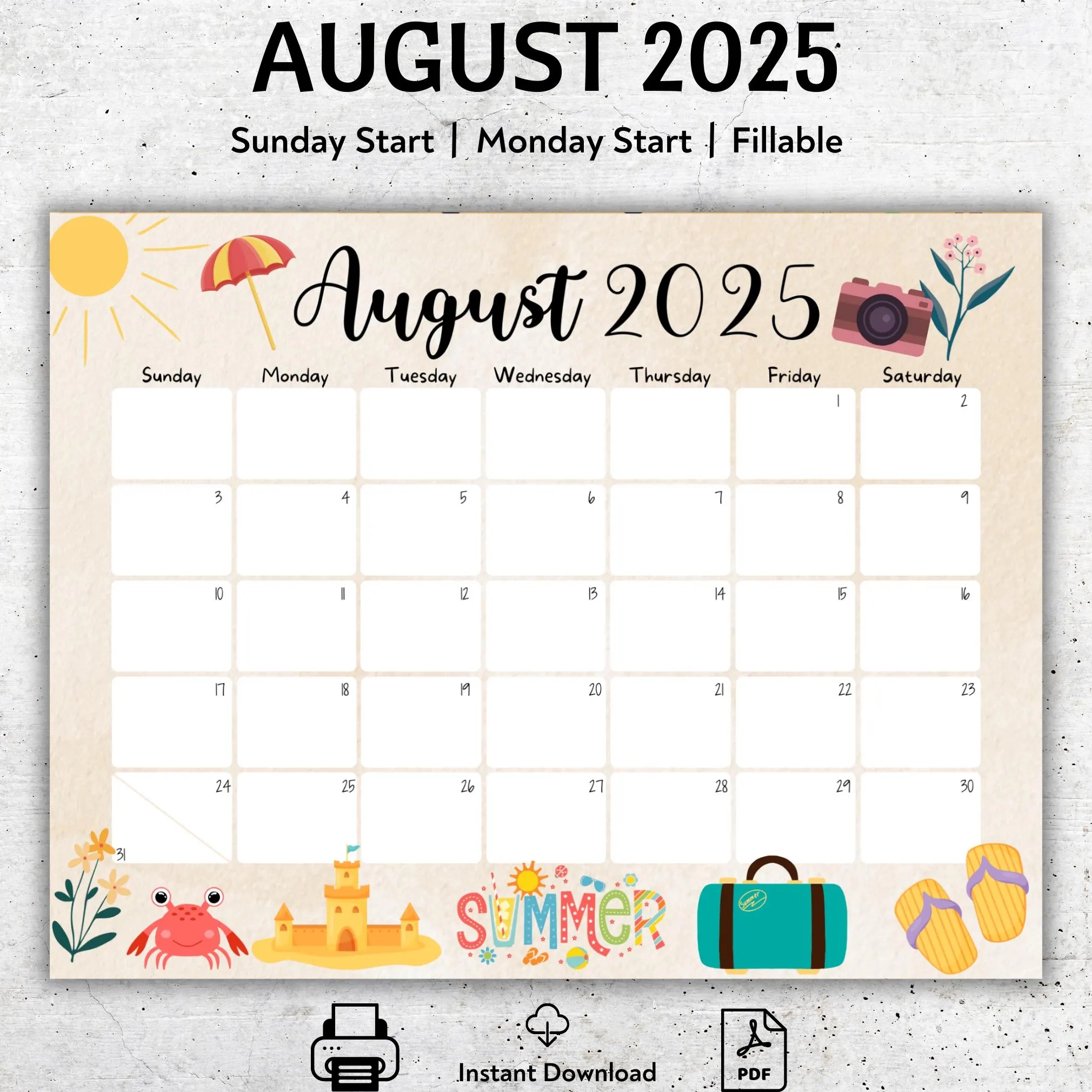 2025 August Calendar