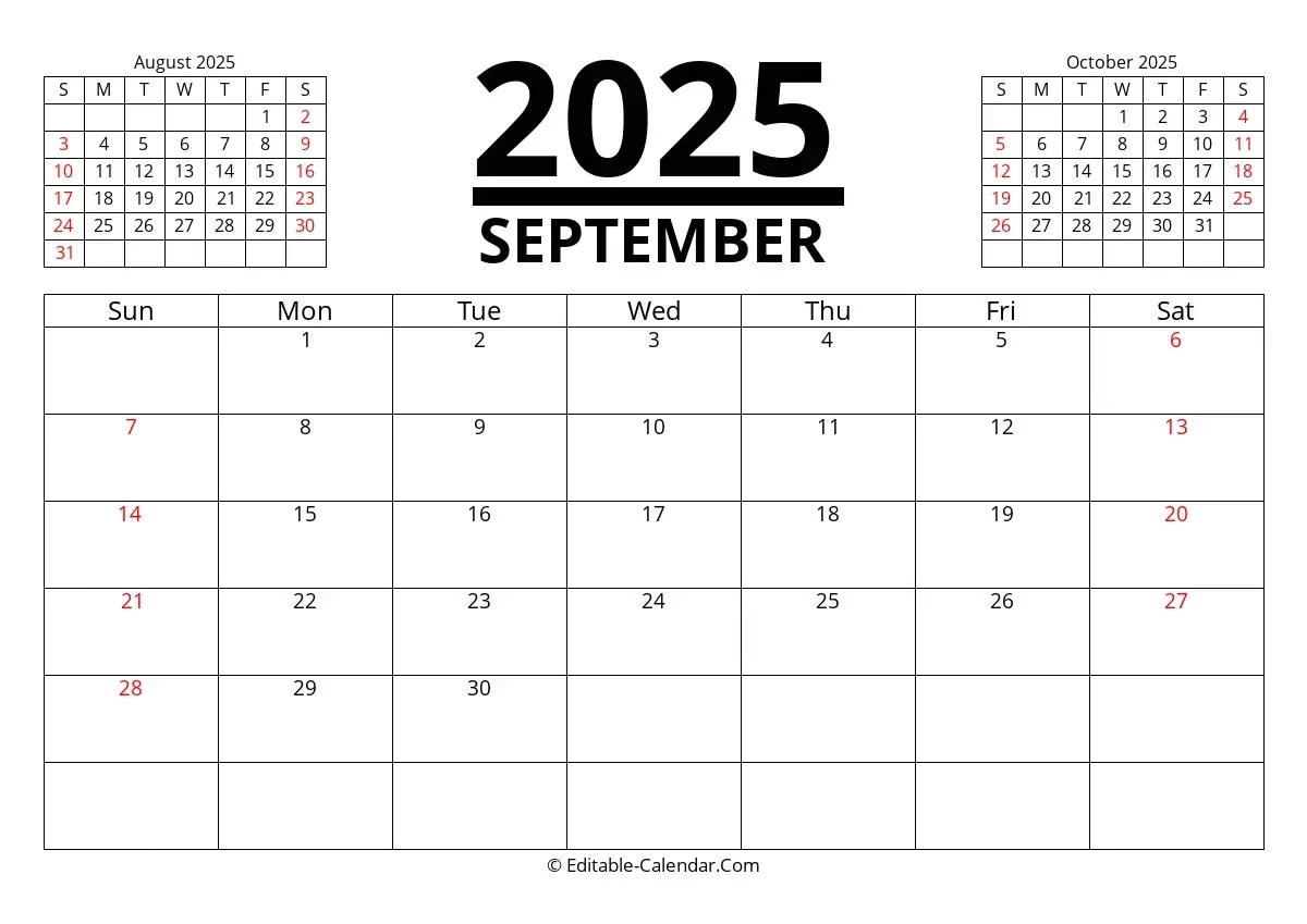 Blank Calendar With Holidays September 2025