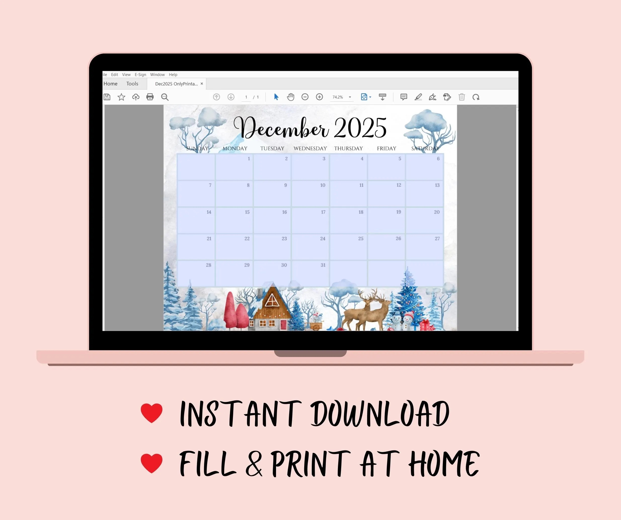 Online Blank December 2025 Calendar