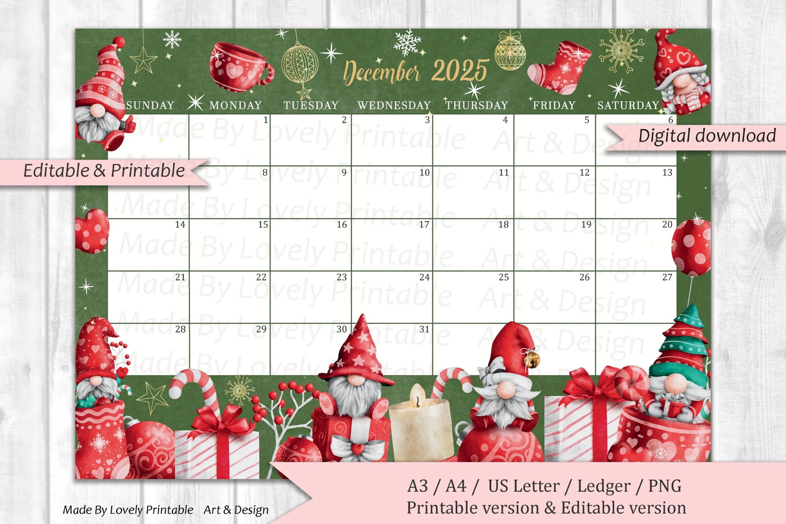 EDITABLE December 2025 Calendar Joyful Merry Christmas Printable Monthly Calendar Christmas Planner Kids School Schedule Instant Downlo Etsy