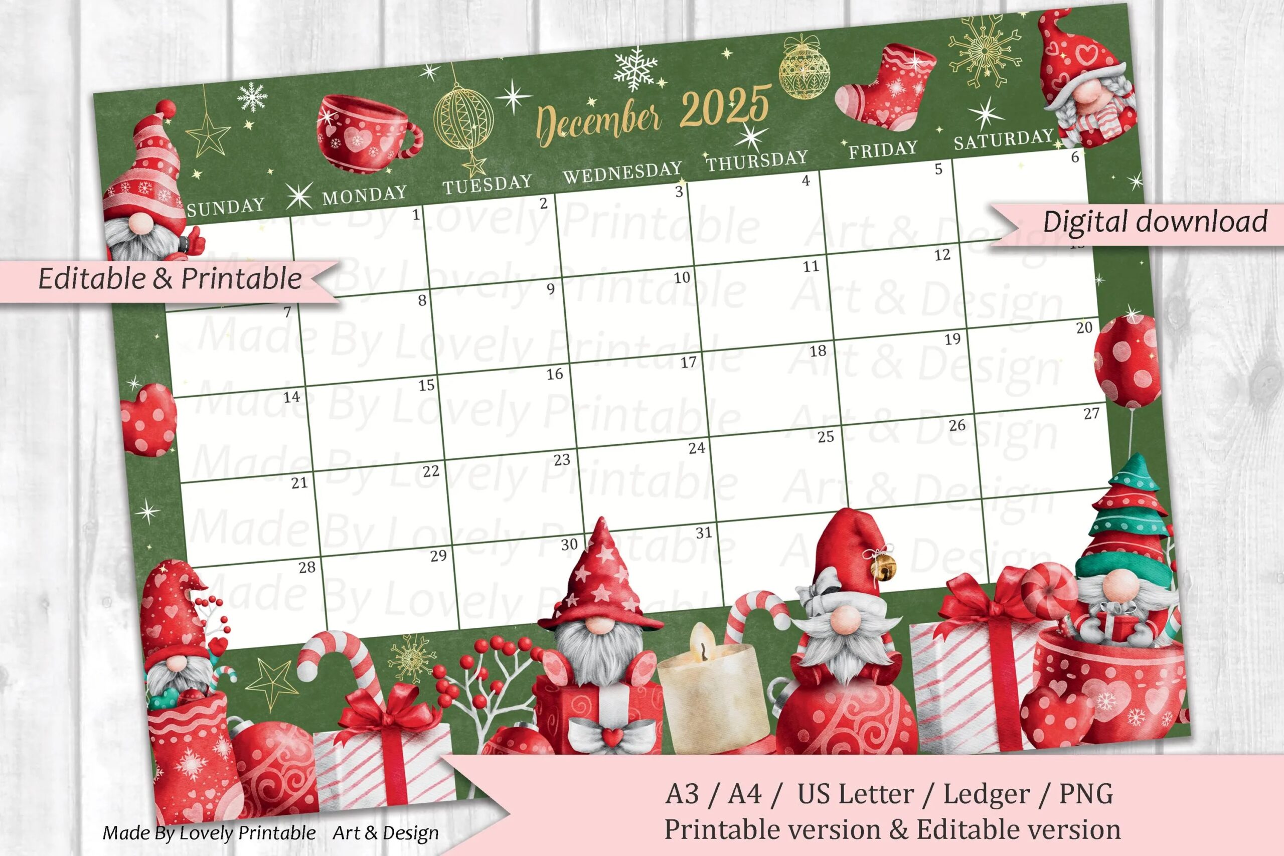 Blank Calendar December 2025 With Holidays