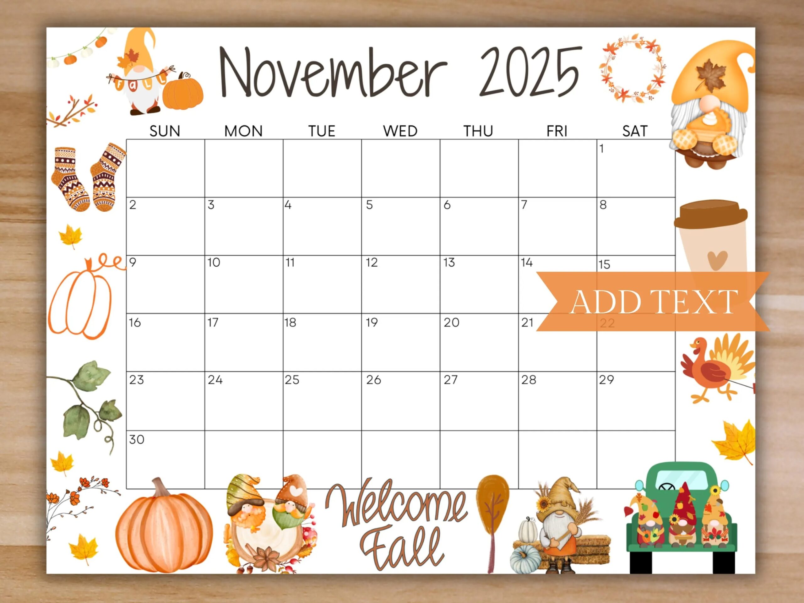 Month Of November 2025 Blank Calendar