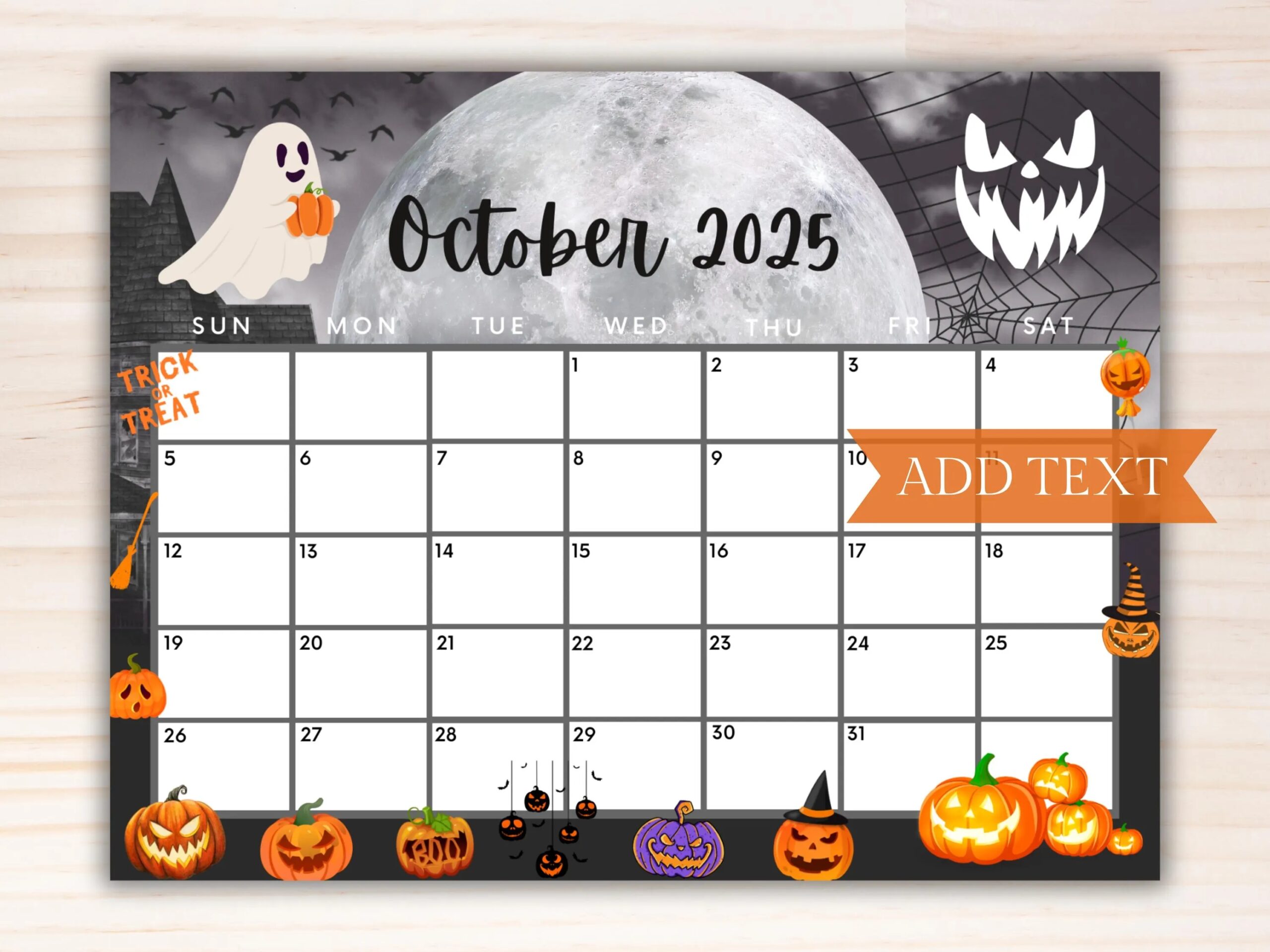 Blank Calendar October Printouts 2025