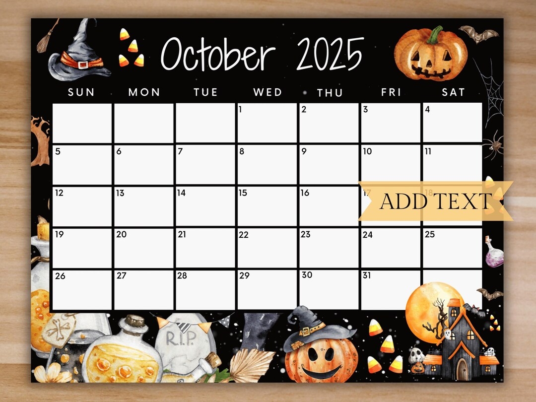 Editable October 2025 Calendar Printable Calendar School Calendar Cute Fall Halloween Calendar Monthly Calendar Classroom Calendar Etsy