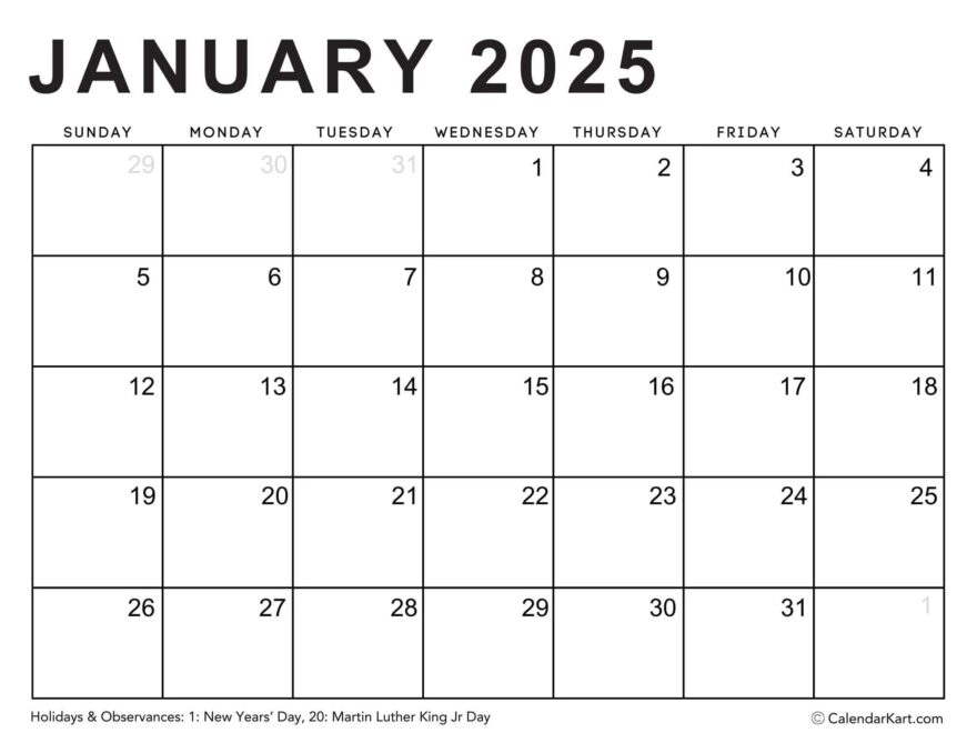 Editable Printable Calendars 2025 Typeable PDF CalendarKart