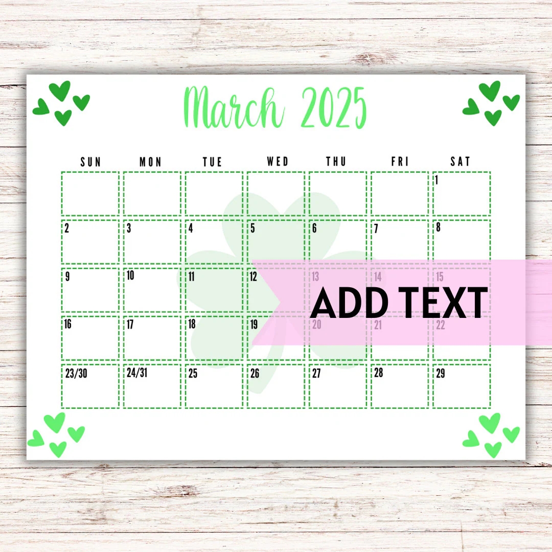 EDITABLE Printable March 2025 Calendar Cute Printable St Patrick s Day Calendar W Shamrocks Homeschool Planner Monthly Calendar Etsy