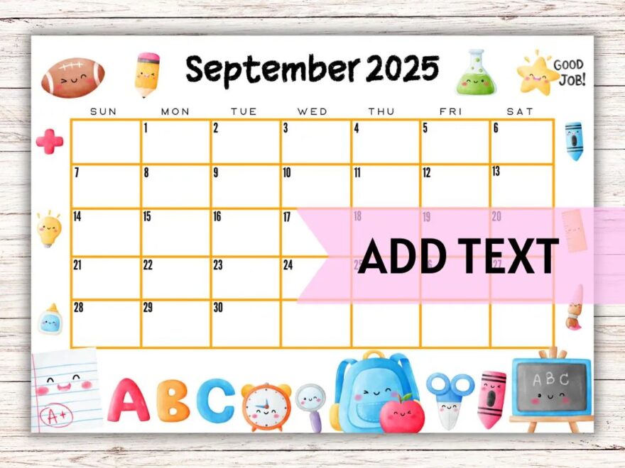 EDITABLE Printable September Calendar 2025 Back To School Calendar Classroom Calendar Monthly Calendar Fillable Calendar Etsy