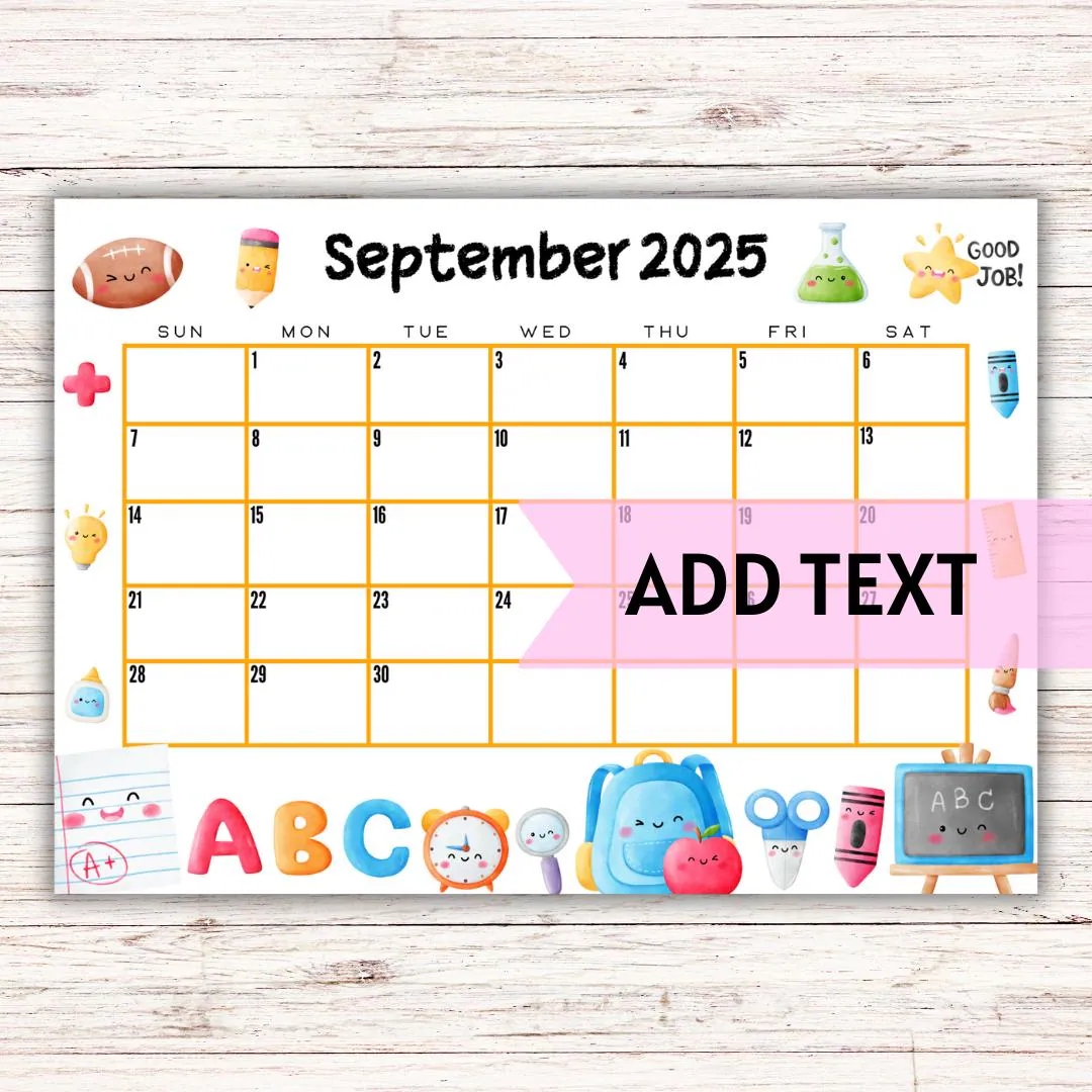 EDITABLE Printable September Calendar 2025 Back To School Calendar Classroom Calendar Monthly Calendar Fillable Calendar Etsy