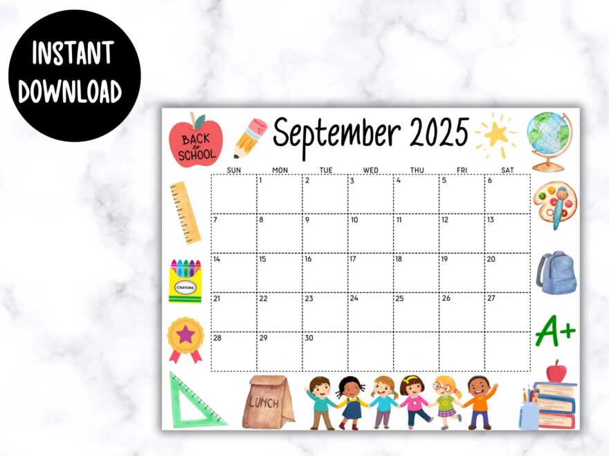 EDITABLE Printable September Calendar 2025 Back To School September Calendar W School Kids Classroom Calendar Preschool Calendar Etsy