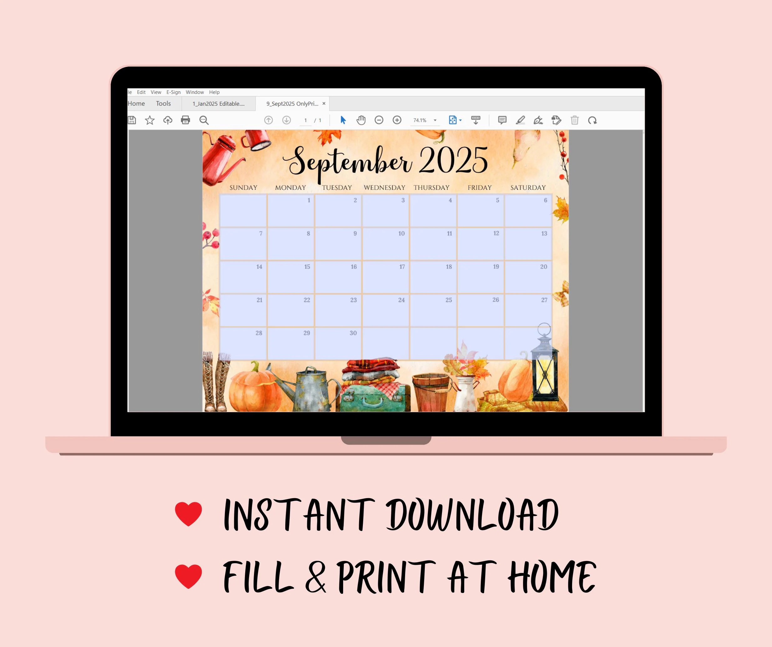 EDITABLE September 2025 Calendar Beautiful Cozy Fall Autumn Printable Kids School Schedule Classroom Calendar Instant Download Etsy