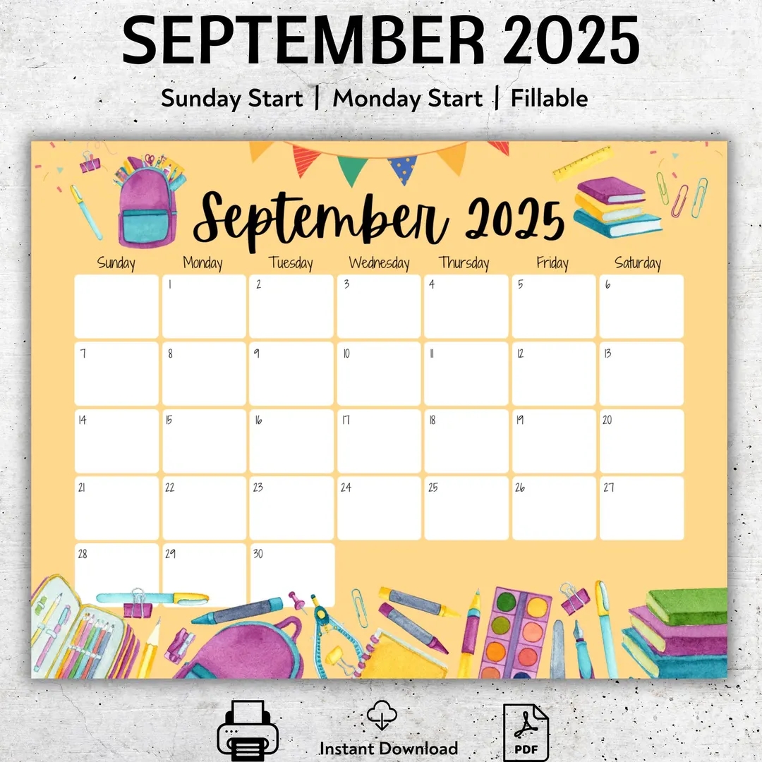 Blank Calendar September 2025 Template