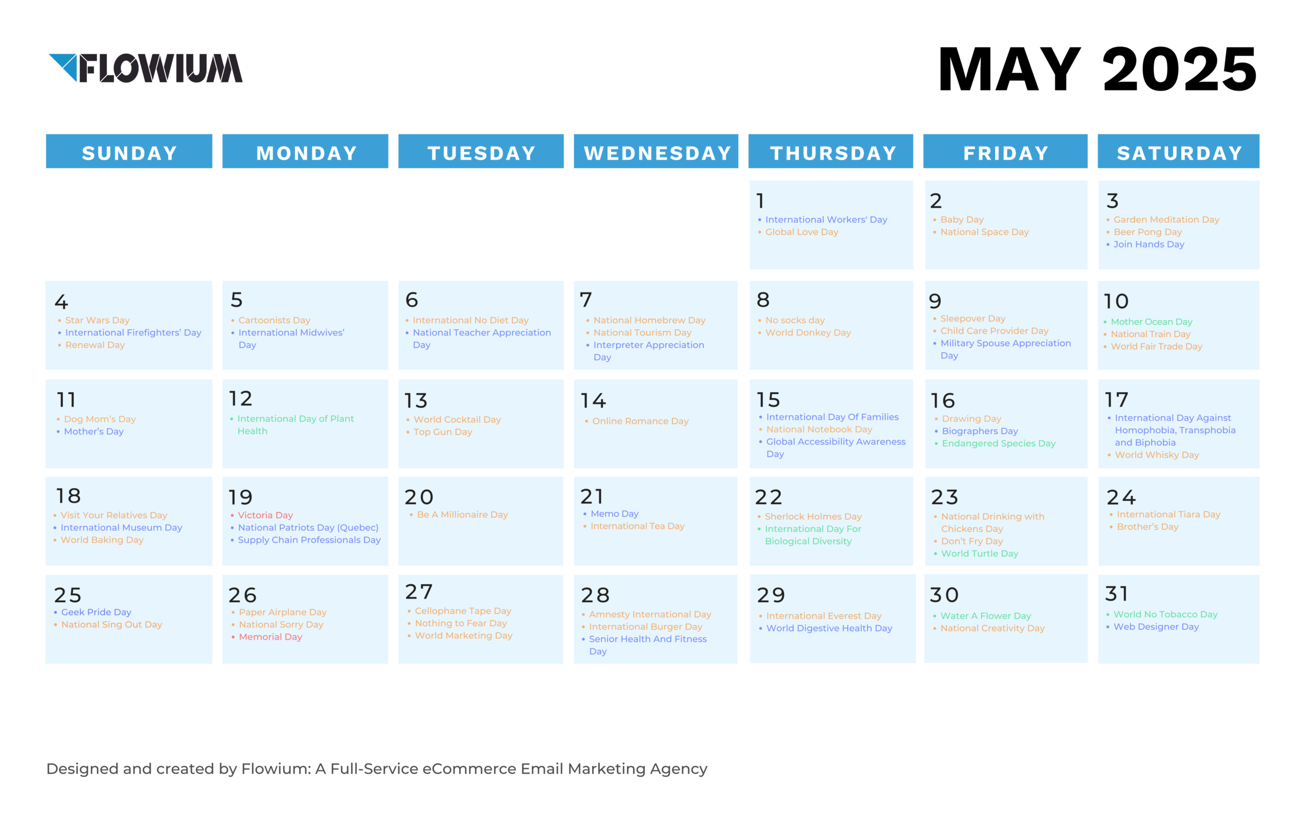 Email Marketing Calendar 2025 Flowium