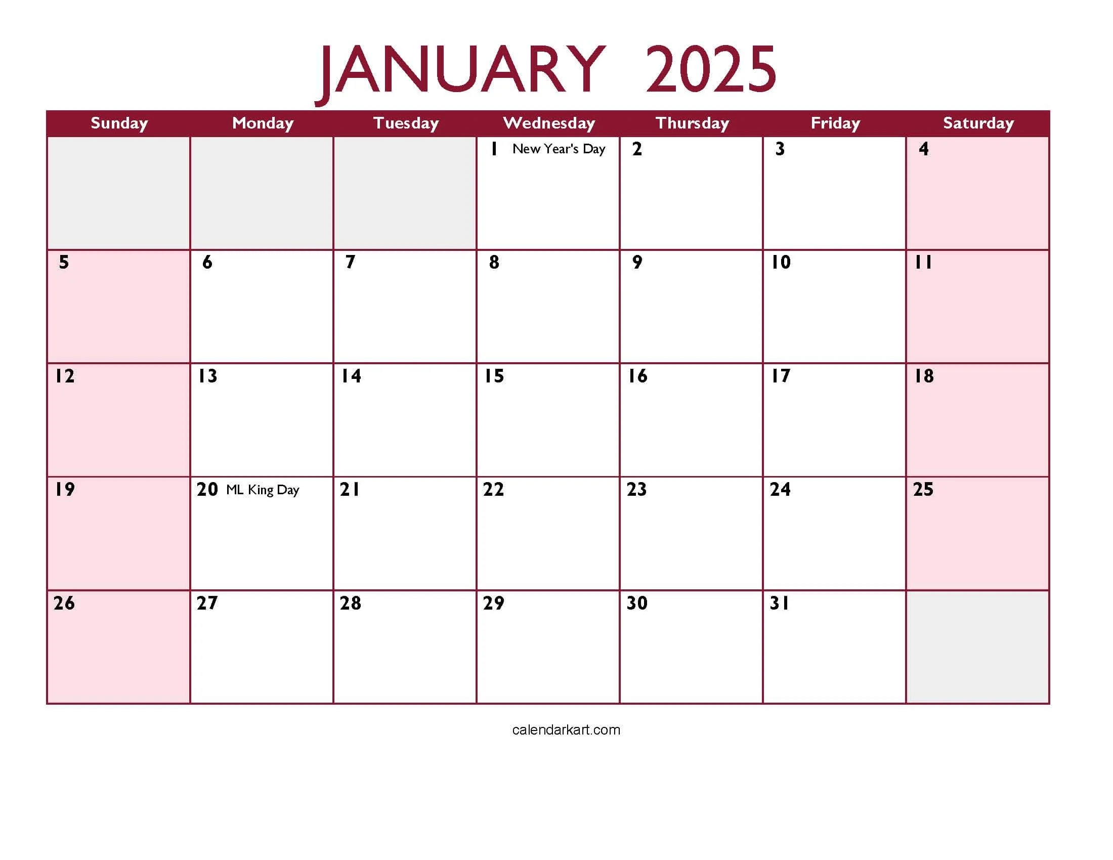 Excel Calendar Template 2025 CalendarKart