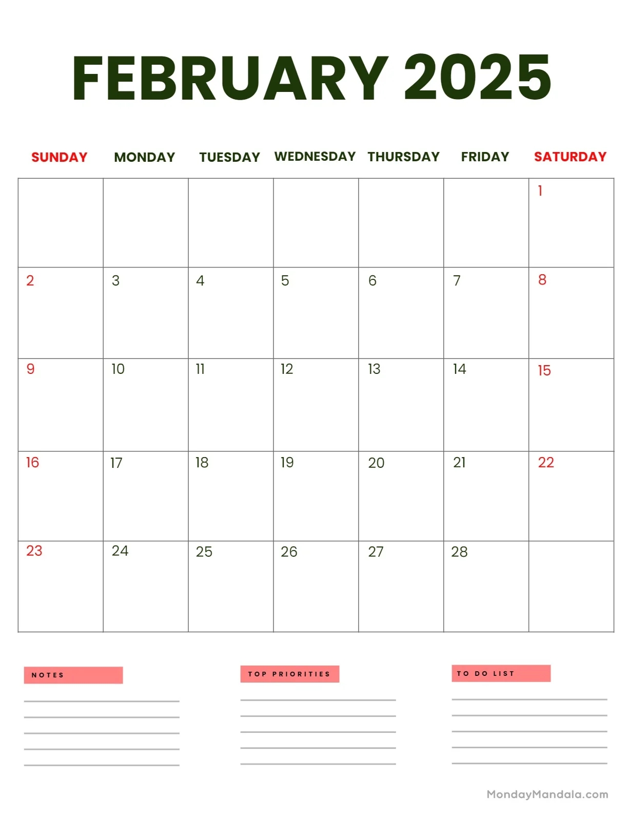 February 2025 Calendar 52 Free PDF Printables 