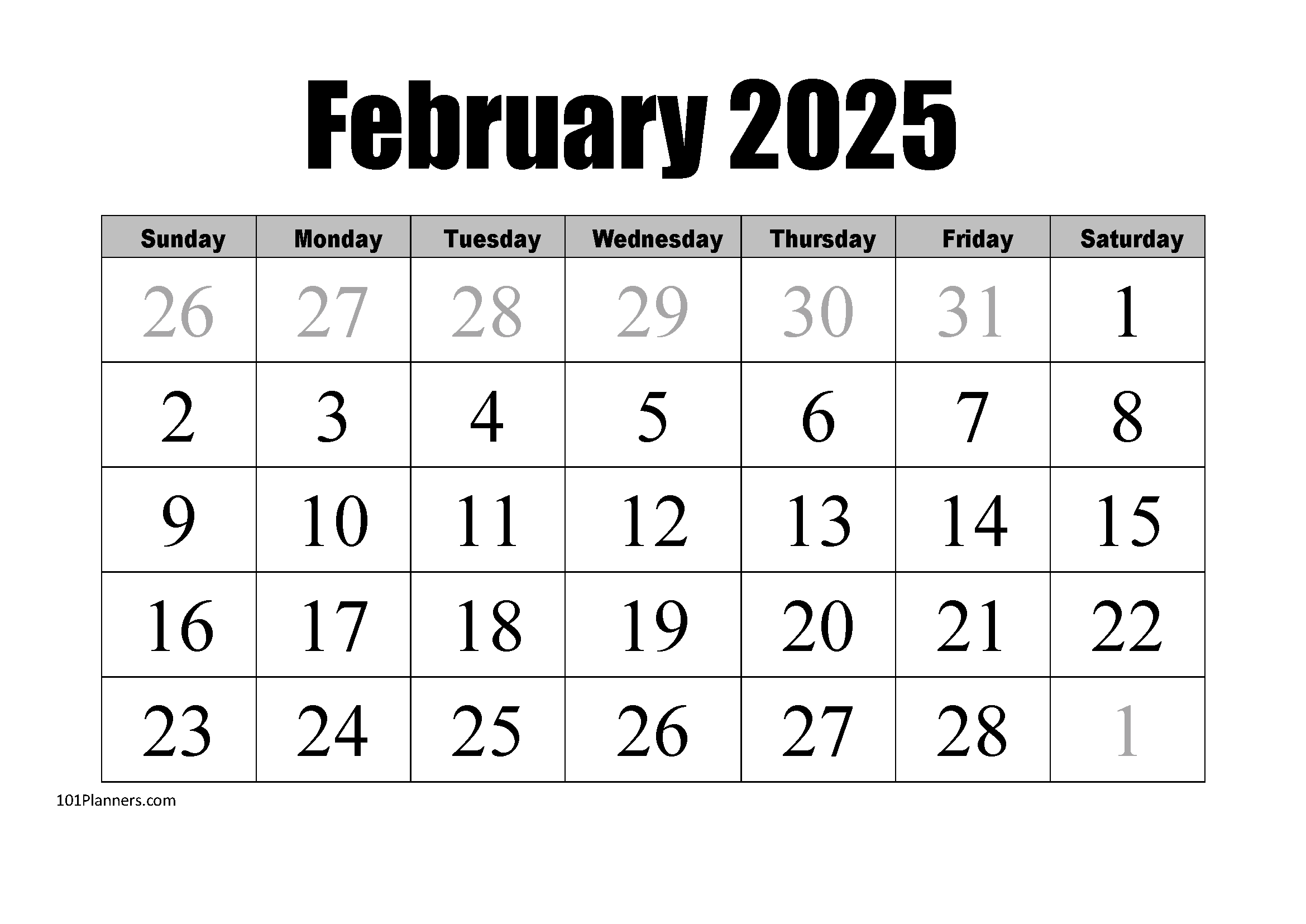 February 2025 Calendar Instant Download 101 Designs