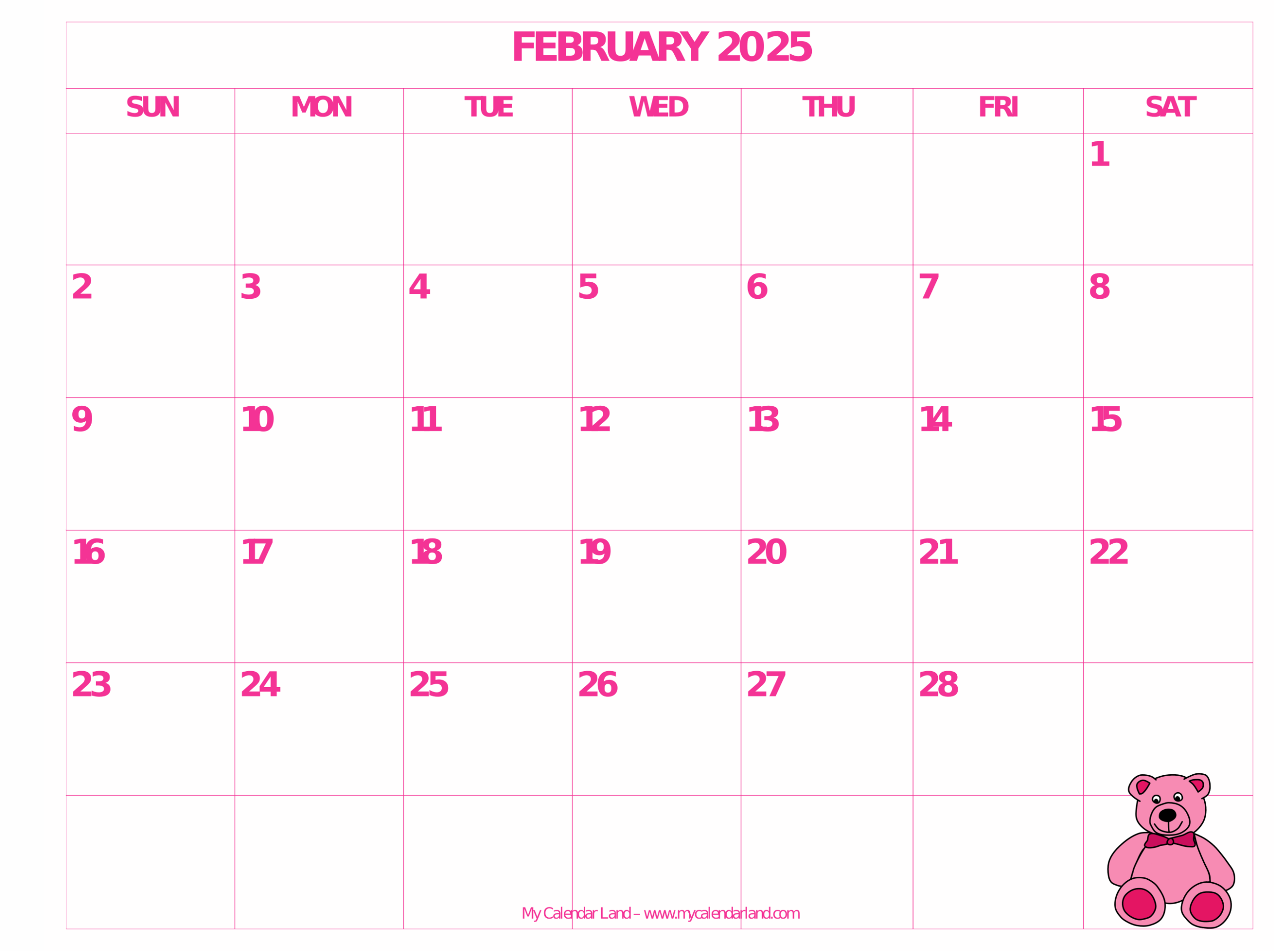 February 2025 Calendar My Calendar Land