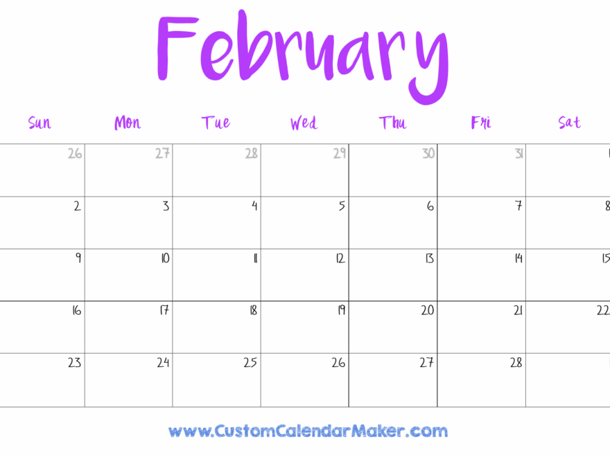 February 2025 Printable Calendar 23 Free Templates PDF Custom Calendar Maker
