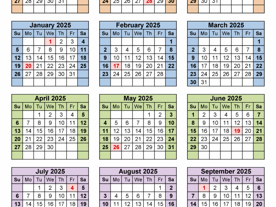 Fiscal Calendars 2025 Free Printable Word Templates