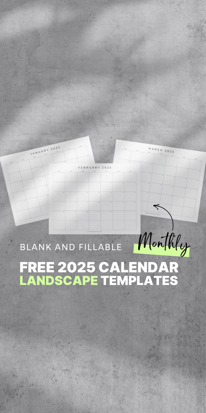 Free 2025 Calendar Printable Blank Landscape Templates